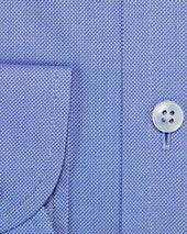 Classic Fit Plain Oxford Cotton Shirt With Button Down Collar Two Button Cuff