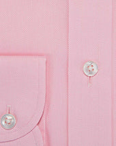 Classic Fit Plain Pink Oxford Cotton Shirt With Button Down Collar Two Button Cuff