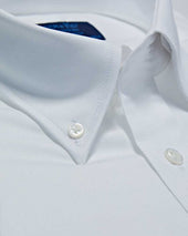 Classic Fit Plain Oxford Cotton Shirt With Button Down Collar Two Button Cuff