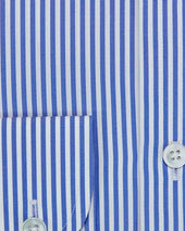 Classic Fit Bengal Stripe Cotton Poplin Shirt With Classic Collar Two Button Cuff