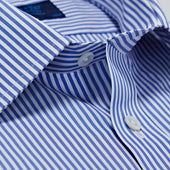 Classic Fit Bengal Stripe Cotton Poplin Shirt With Classic Collar Two Button Cuff