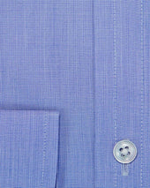 Classic Fit Plain End On End Cotton Shirt With Classic Collar Two Button Cuff