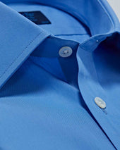 Classic Fit Plain Deep Cotton Poplin Shirt With Classic Collar Two Button Cuff