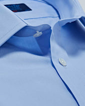 Classic Fit Plain Cotton Poplin Shirt With Classic Collar Two Button Cuff