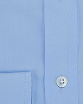 Classic Fit Plain Cotton Poplin Shirt With Classic Collar Two Button Cuff