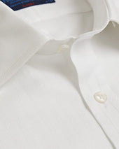 Classic Fit Herringbone Cotton Shirt With Classic Collar Two Button Cuff