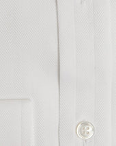 Classic Fit Herringbone Cotton Shirt With Classic Collar Two Button Cuff