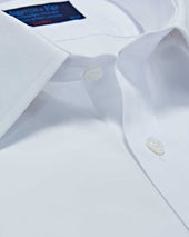 Classic Fit Plain Cotton Poplin Shirt With Classic Collar Two Button Cuff