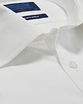 Classic Fit Plain Sea Island Quality Cotton Poplin Shirt With Classic Collar Two Button Cuff