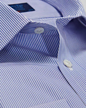 Classic Fit Fine Bengal Stripe Cotton Poplin Shirt With Classic Collar Double Cuff