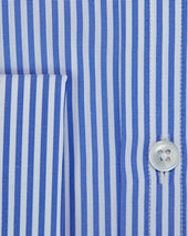 Classic Fit Bengal Stripe Cotton Poplin Shirt With Classic Collar Double Cuff