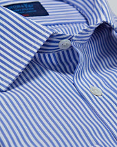 Classic Fit Bengal Stripe Cotton Poplin Shirt With Classic Collar Double Cuff