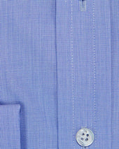 Classic Fit Plain End On End Cotton Shirt With Classic Collar Double Cuff