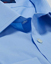 Classic Fit Plain Sea Island Quality Cotton Poplin Shirt With Classic Collar Double Cuff