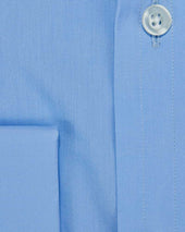 Classic Fit Plain Sea Island Quality Cotton Poplin Shirt With Classic Collar Double Cuff