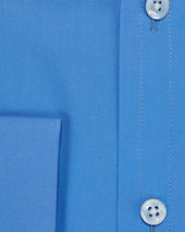Classic Fit Plain Deep Cotton Poplin Shirt With Classic Collar Double Cuff