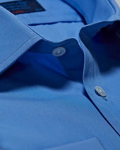Classic Fit Plain Deep Cotton Poplin Shirt With Classic Collar Double Cuff