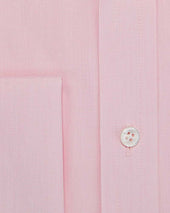Classic Fit Plain Pink End On End Cotton Shirt With Classic Collar Double Cuff