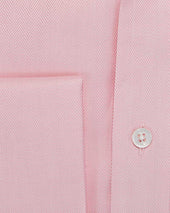 Classic Fit Plain Pink Herringbone Cotton Shirt With Classic Collar Double Cuff