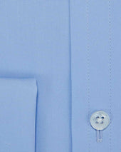 Classic Fit Plain Cotton Poplin Shirt With Classic Collar Double Cuff