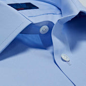 Classic Fit Plain Cotton Poplin Shirt With Classic Collar Double Cuff