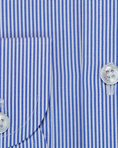 Classic Fit Fine Bengal Stripe Cotton Poplin Shirt With Classic Collar Two Button Cuff