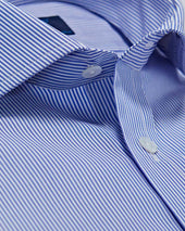 Classic Fit Fine Bengal Stripe Cotton Poplin Shirt With Cut Away Collar Two Button Cuff
