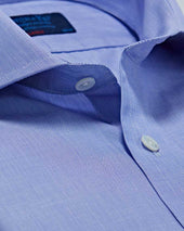 Classic Fit Plain End On End Cotton Poplin Shirt With Cut Away Collar Two Button Cuff