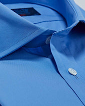 Classic Fit Deep Cotton Poplin Shirt With Cut Away Collar Two Button Cuff