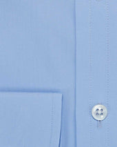 Classic Fit Plain Cotton Poplin Shirt With Cut Away Collar Two Button Cuff