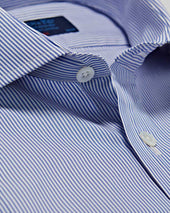 Classic Fit Fine Bengal Stripe Cotton Poplin Shirt With Cut Away Collar Double Cuff