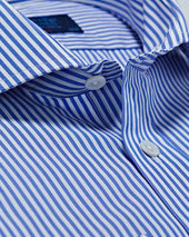 Classic Fit Bengal Stripe Cotton Poplin Shirt With Cut Away Collar Double Cuff