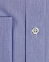 Classic Fit Plain End On End Cotton Shirt With Cut Away Collar Double Cuff