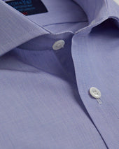 Classic Fit Plain End On End Cotton Shirt With Cut Away Collar Double Cuff