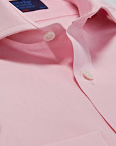 Classic Fit Plain Pink End On End Cotton Shirt With Cut Away Collar Double Cuff