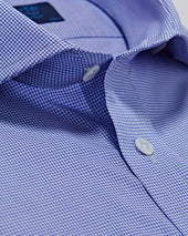 Classic Fit Shepherds Check Cotton Poplin Shirt With Cut Away Collar Two Button Cuff