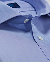 Classic Fit Hairline Stripe Cotton Poplin Shirt With Cut Away Collar Two Button Cuff