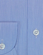 Classic Fit Hairline Stripe Cotton Poplin Shirt With Cut Away Collar Two Button Cuff