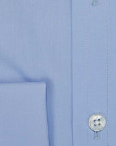 Classic Fit Plain Cotton Poplin Shirt With Cut Away Collar Double Cuff