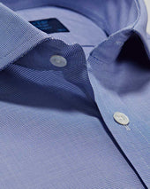Classic Fit Micro Houndstooth Cotton Shirt With Cut Away Collar Double Cuff