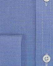 Classic Fit Micro Houndstooth Cotton Shirt With Cut Away Collar Double Cuff