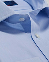Classic Fit Hairline Stripe Cotton Poplin Shirt With Cut Away Collar Double Cuff