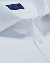 Classic Fit Plain Fine Satin Stripe Cotton Shirt With Cut Away Collar Two Button Cuff