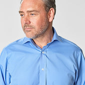 Classic Fit Deep Cotton Poplin Shirt With Cut Away Collar Two Button Cuff