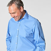 Classic Fit Deep Cotton Poplin Shirt With Cut Away Collar Two Button Cuff
