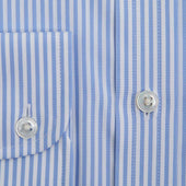 Classic Fit Light Bengal Stripe Cotton Shirt With Classic Collar Two Button Cuff