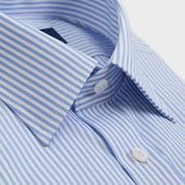 Classic Fit Light Bengal Stripe Cotton Shirt With Classic Collar Two Button Cuff