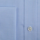 Classic Fit Light Micro Houndstooth Cotton Shirt With Classic Collar Double Cuff