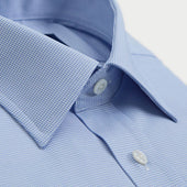 Classic Fit Light Micro Houndstooth Cotton Shirt With Classic Collar Double Cuff