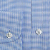 Classic Fit Light Micro Houndstooth Cotton Shirt With Classic Collar Two Button Cuff